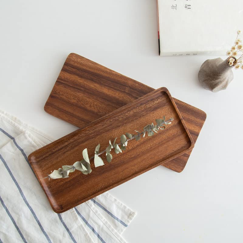 Bathroom Long Vanity Trays, 1PCS Wooden Toilet Tank Storage Tray, Farmhouse Wood Tray Kitchen Living Room Counter Top Organizers for Small Things, Table Sink Holders 11 x 4 inch - color: Square