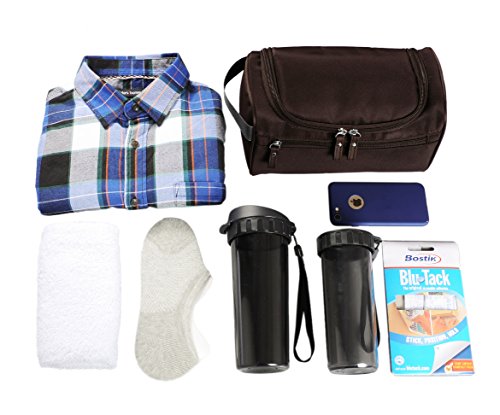 Vercord Mens Toiletry Bag Wash Travel Small Shaving Dop Kit Shower Bathroom Ditty Hygiene Bag Coffee - color: Coffee