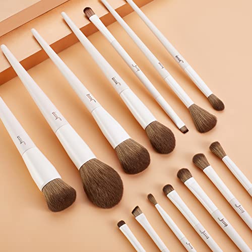 Jessup Makeup Brushes 14Pcs Makeup Brush Set Premium Synthetic Powder Foundation Contour Blush Concealer Eye Shadow Blending Liner Make Up Brush Kit Light Grey T329 - color: A-Light Grey-14pcs, size: Full Brush Set