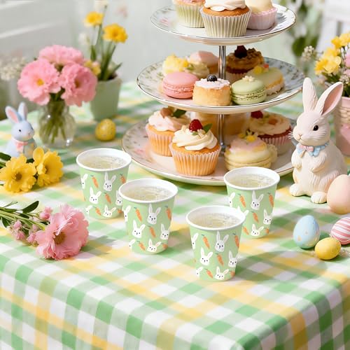 WRAPAHOLIC 3oz Easter Paper Cups - 100 Pack Disposable Bathroom Cups with Carrot Bunny Design, Small Mouthwash Cup for Toothbrush Rinse, Home Bathroom, Easter, Baby Shower and Party - color: Easter - Green Carrot Bunny