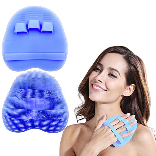 1 Pack Soft Silicone Shower Brush,Bath Exfoliating Skin Massage Scrubber | Body & Face & Short Hair Wash, Dry Skin Brushing Glove Loofah, Fit for Sensitive and All Kinds of Skin (Purple) - color: Purple