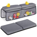 Baby Bath Kneeler and Elbow Rest Pad Set - Kneeler and Elbow Support with Memory Foam and Bath Toys Organizer - color: Gray