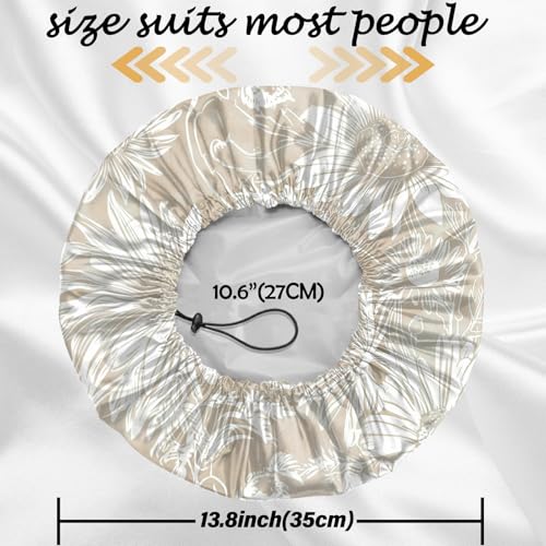 2 PCS Shower Cap Reusable Waterproof Double Layers Hair Caps Shower Bath Adjustable Elastic Hat for Women Girls Cute Aesthetic-Orange Flower - color: AI15-Orange Flower