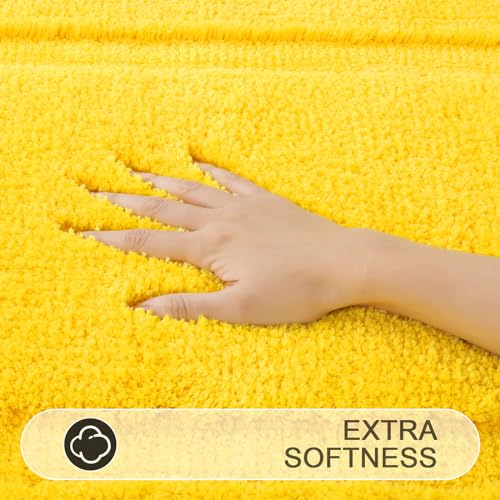 SHACOS Bathroom Rugs Set with Toilet Lid Cover | 20"x32" Bath Mats 19"x21" Toilet Lid Cover 20"x24" U Shape Contour Mat Extra Soft Absorbent Non Slip Bathroom Carpet (Yellow) - color: Yellow, size: 20"x32"+U-Shape 20"x24"+Lid Cover 19"x21"