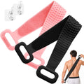 Manmihealth Silicone Back Scrubber for Shower, 36'' Extendable Back Washer with Long Strap Handle, Dual-Sided Silicone Body Brush for Men and Women(Black+Pink) - color: Black+pink