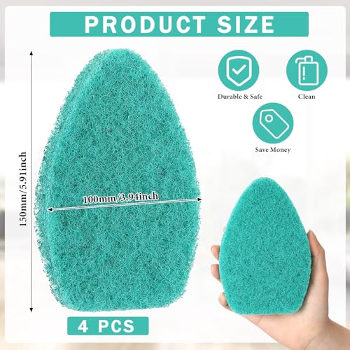 Baderke 4 Pcs Tub Tile Scrubber Cleaning Brush Pads (Without Handle) Compatible with Qaestfy Non-Scratch Scouring Pads Scrub Brush for Shower Bathroom Buildup Toilet Wall Floor(Green) - color: Green