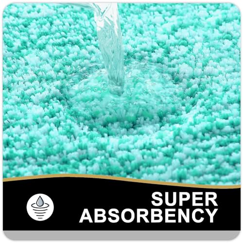 OLANLY Toilet Rugs U-Shaped 24x20, Extra Soft and Absorbent Microfiber Bathroom Rugs, Non-Slip, Machine Wash Dry, Plush Shaggy Contour Bath Mats for Toilet Base, Green - color: Green and White, size: 24" X 20" Contour Rug