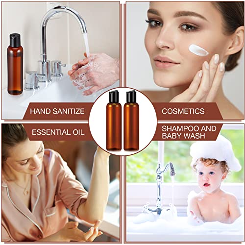 Mimorou 30 Pack Amber Empty Bottles Plastic Squeeze Bottles with Disc Top Flip Cap Small Empty Travel Squeeze Bottle for Lotions Liquid Body Soap Conditioner Creams(6.8 oz) - size: 6.8 oz