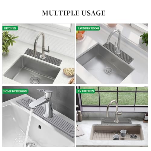 Stone Faucet Mat For Kitchen Sink, 15.8 Inch Super Absorbent Splash Guard for Kitchen Sink Quick Dry Water Absorbing, Non-Slip Stone Tray for Kitchen Counter
