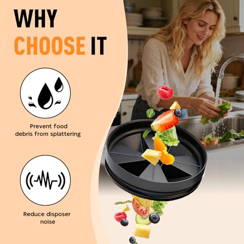 2PCS 3 3/8" Garbage Disposal Splash Guard | Upgraded Noise-Reducing Nitrile Collar Drain Plugs, Sink Baffle QCB-AM Replacement for InSinkErator Evolution Series, Black