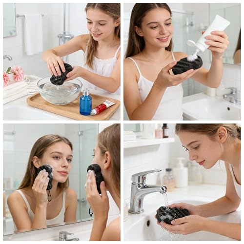 3 Pcs Natural Konjac Facial Sponges for Women and Girls, Gentle Facial Sponge for Cleansing and Makeup Removal, Bath Sponge for Babies and Kids, Soft When Wet, Suitable for Sensitive Skin - color: Infant/ Toddler