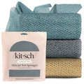 Kitsch African Net Sponge – Exfoliating Body Scrubber for Cleansing & Gentle Daily Exfoliation – Stretchable Bath Sponge for Hard-to-Reach Areas, Long-Lasting Shower Essential - Aqua Grey, 3 Pcs - color: Aqua Grey
