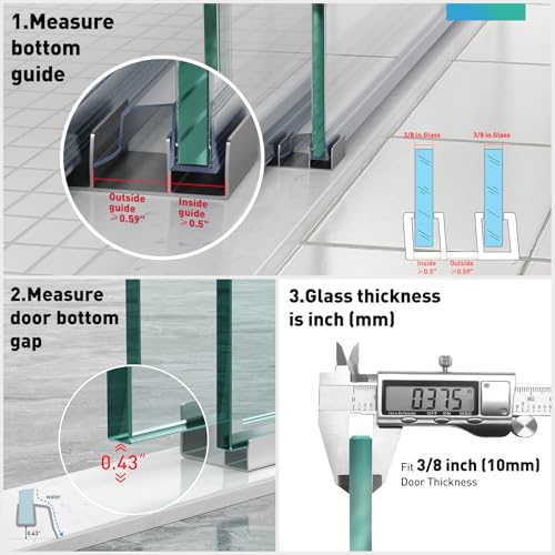 Sliding Shower Door Bottom Seal, 2 PCS 3/8" x 36" Sliding Shower Door Sweep for 3/8Inch Glass, Frameless Glass Door Seal Strip Stop Shower Leaks and Create a Water Barrier - size: For 3/8" Glass