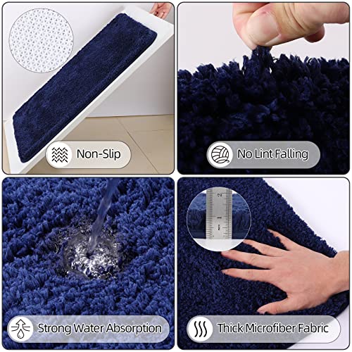 XLHOMO Bathroom Accessory Set–Bathroom Sets with Shower Curtain and Rugs, No Slip Bathroom Rugs Super Absorbent, Blue Ombre Water-Proof Shower Curtain with Hooks, Blue Bathroom Sets Complete for Home - color: Hollow Blue, size: Bathroom Set+Shower Curtain