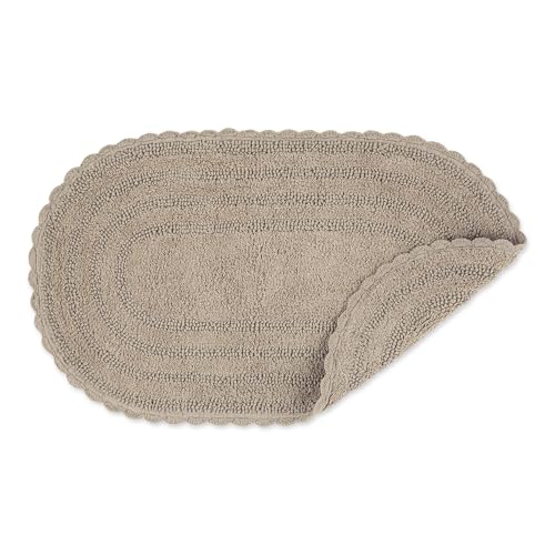 DII Crochet Collection Reversible Bath Mat, Large Oval, 21x34, Stone - color: Stone, size: 1'9" x 2'10" (Oval)