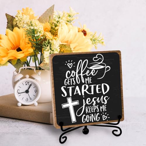 Coffee Lover Gifts for Women Men, Christian Coffee Decor, Bar Desk Sign, Table Decorations Supplies, Shelf Cubicles Accessories for Bar - style: coffee sign 03