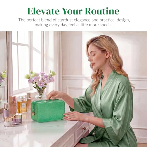 RSRSLEII Stardust Twinkle Jelly Travel Makeup & Toiletry Bag, Waterproof PVC Cosmetic Bag/Case for Women，Zipper SPF Beach Bag for Sunscreen Skincare and Daily Essentials (04Green) - color: 04Green
