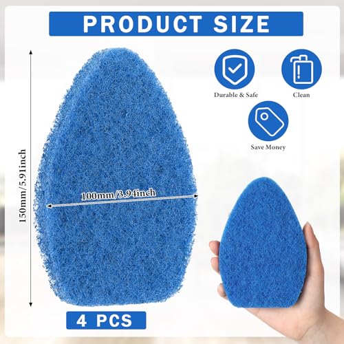 Baderke 4 Pcs Tub Tile Scrubber Cleaning Brush Pads (Without Handle) Compatible with Qaestfy Non-Scratch Scouring Pads Scrub Brush for Shower Bathroom Buildup Toilet Wall Floor (Blue) - color: Blue