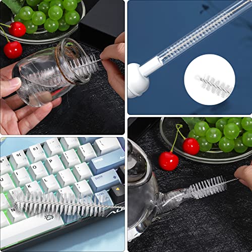 Ixiaoyoo 12 Pcs Straw Cleaner Brushes Set, 8.2 Inch Nylon Cleaning Brush | White Tube Cleaner Brushes for Tumbler, Sippy Cup, Water Bottles, Hummingbird Feeders, Pipes, Sink Drain & Pet Waterers - color: 8.2 Inch White Cleaning Brushes
