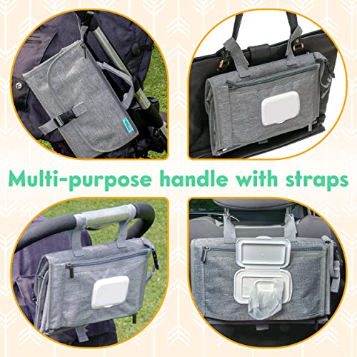 Kopi Baby Portable Diaper Changing Pad - Baby Diaper Changer Travel Bag with Wipes Pocket, Smart Design Portable Changing Mat, Infant Travel Station Kit, Gift for Newborn Girl & Boy - Grey, Premium - color: Grey, size: Premium