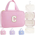 TOPEAST Gifts for Teen Girls Kids - Travel Hanging Toiletry Bag, Personalized Initial Toiletry Pouch, Gifts for Mom Daughter Sister Friends, Letter C, Pink - color: Pink, style: C