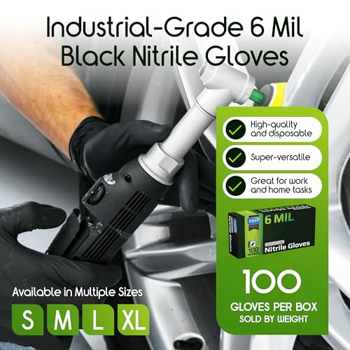 Inspire Black Nitrile Gloves HEAVY DUTY 6 Mil Nitrile Chemical Resistant Medical Cooking Cleaning Disposable Black Gloves - size: Medium, style: Black 6mil Box of 100