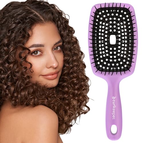 Curl Keeper Flexy Hair Brush, Purple - Detangling Hair Brush with Flexible Bristles for Shower Use, Combing Through Curls & Removing Tangles - Lightweight Hair Accessories for All Hair Type - color: Purple