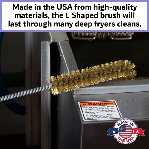 Deep Fryer Cleaning Brush – L-Shaped High-Temp Commercial Kitchen Tool - Heavy Duty Brass Bristles - Heat Resistant to 750F for Food Debris - Deep Fryer Cleaner - Made in USA by FryOilSaver Co. B53C - style: L Shaped Fryer Brush