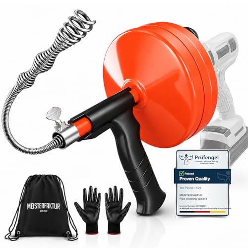 MEISTERFAKTUR drain snake - Auto Feed - Ideal plumbing snake for sink and drain unblocking - Solid drain auger for real DYIs! (50FT) - color: 50FT