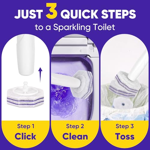 30Ct Aromative Toilet Brush Refills, Toilet Bowl Cleaner Refills, Double-Layer Cleaning Pads Added, Compatible with Most Toilet Brushes，Lavender（Patented） - color: Lavender (30P)