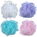 60g/pcs Multi-Color Mesh Bath Sponge Shower Pouf Loofahs Shower Puff Pack of 4 (White,Pink,Purple and Blue) - color: Mix