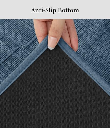 YIHOUSE Bathroom Rugs Sets 3 Piece Blue, 16x24+16x24U+16x32in | Non Slip, Quick Dry, Absorbent Washable, Thin Fit Under Door, For Elder, Sink, Laundry - color: Blue, size: 16x24+16x24U+16x32