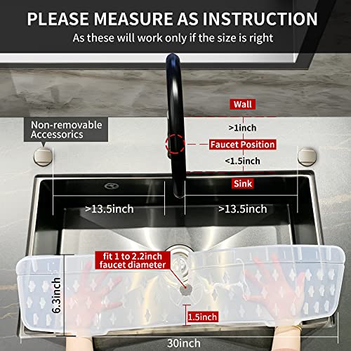 Gosmol Kitchen Faucet Sink Splash Guard Silicone Faucet Mat Clear XXL 30 In | Drip catcher tray mat, sink splash guard behind faucet area; Faucet Mat for Kitchen Sink bathroom faucet guard & draining mat