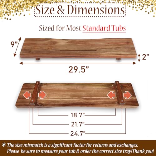 Premium Acacia Wood Bathtub Tray Caddy with Adjustable Legs, Minimalistic Design Bath Tray for Tub, Bathtub Accessories, Fit Standard and Against Wall Bath Tubs, Gift Idea for Women - color: Acacia-brown, size: 29.5"×9"×2"