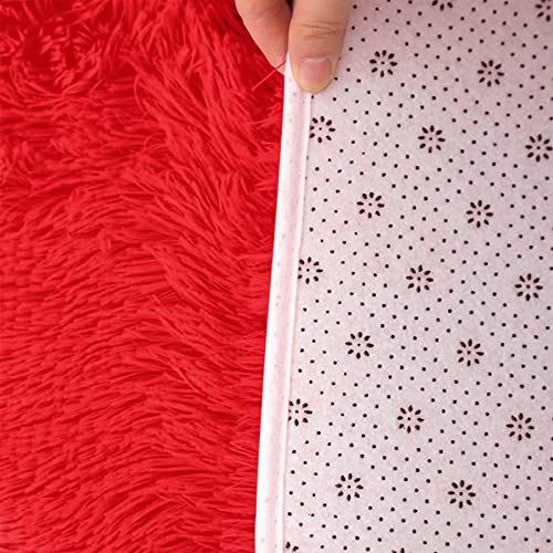 Red Solid Color Bath Rug Set, 3 Piece - Ultra Soft Non Slip Bath Mats, Plush Chenille Absorbent for Tub, Shower & Toilet (red) - color: Red