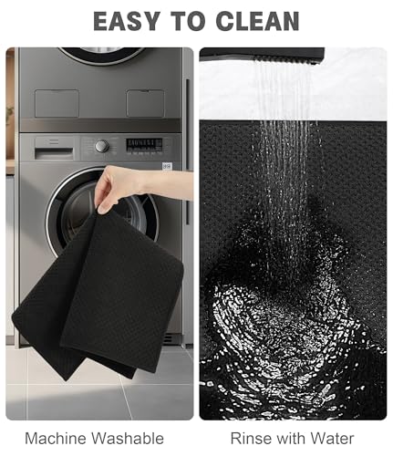 YIHOUSE Bathroom Rug Sets 2 Piece, Ultra Thin Quick Dry Bath Mat, Absorbent Bath Mat for Bathroom Non Slip Machine Washable Bath Rug (Black) - color: Black, size: 2 Pieces (Small)