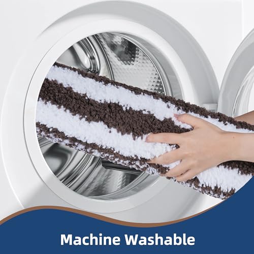 3-Piece Striped Bathroom Rug Set with U-Shaped Toilet Rug, Non-Slip Rubber Bottom, Soft Absorbent Microfiber, Quick Dry, Ultra Soft, Bath Mats for Tub (Chocolate) - color: Chocolate
