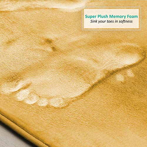 Clara Clark Bathroom Rug Set, 3 Piece Velvet Memory Foam Bath Mats with Non-Slip PVC Backing, Gold - color: Camel Gold, style: 17 x 24 + 20 x 32 + Contour