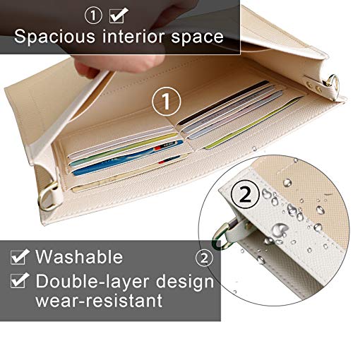 Premium Leather Purse Insert Organizer Compatible with LV Toiletry Pouch 19/26 with Gold Buckles - color: Beige, size: Small-19