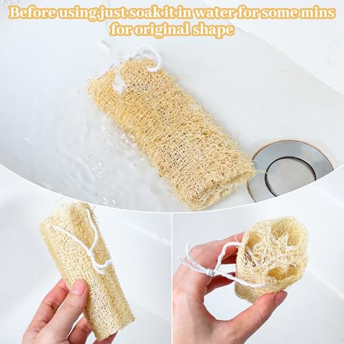 14Pcs 5" Natural Loofah Exfoliating Body Sponge Scrubber, Plant-Based Organic Loofa Luffa for Skin Care in Bath Spa Shower, Long-Handled Natural Sponges Bath Brush for Men & Women