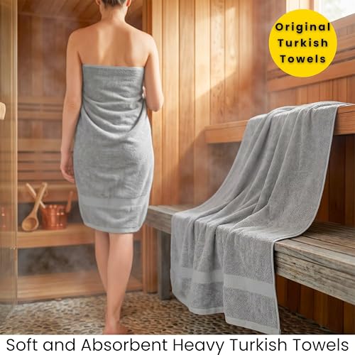 SALBAKOS 2-Piece 100% Turkish Cotton Extra Large Bath Towel 35x70 inch | Premium Hotel Quality Bath Sheet Towels | Thick, Soft, Absorbent, Oversized Bath & Beach Towels (Silver, 2 Bath Sheets) - color: Silver, size: 2 Bath Sheets