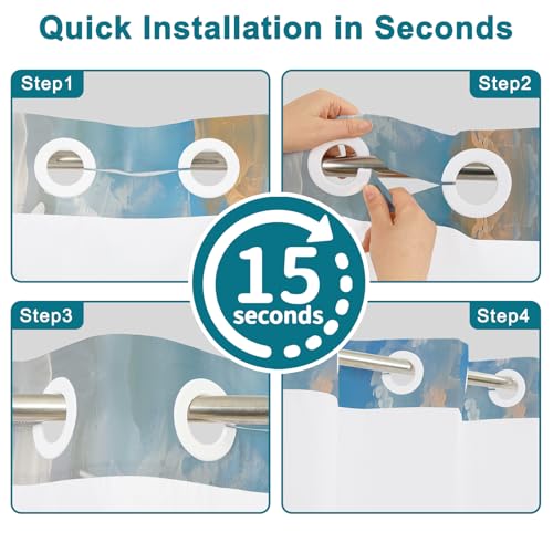 Nautical Blue Shower Curtain with Removable Liner, Shower Curtain No Hooks with See Through Window, Double Layer Fabric Shower Curtains, Coastal Voyage Ship Design for Bathroom Decor, 71x74 Inch - color: Ocean Voyage