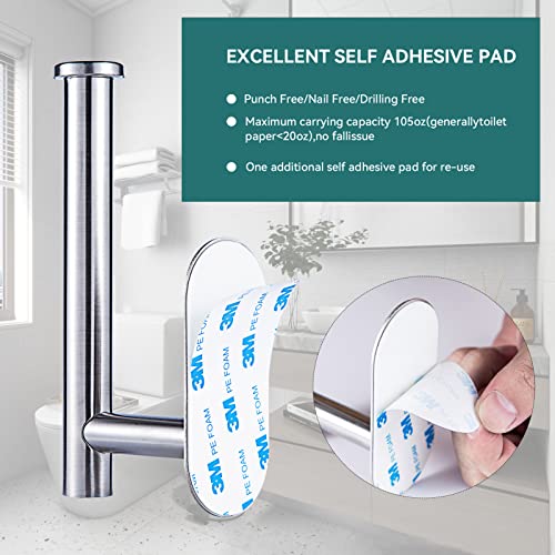 YUET Toilet Roll Holder Self Adhesive Holders Tissue 3M Stand Hanger Bathroom, Kitchen, Washroom Premium Thicken SUS-304 Stainless Steel, No Drilling,Strong Adhesiveness Rustproof (Brushed Silver) - color: Silver