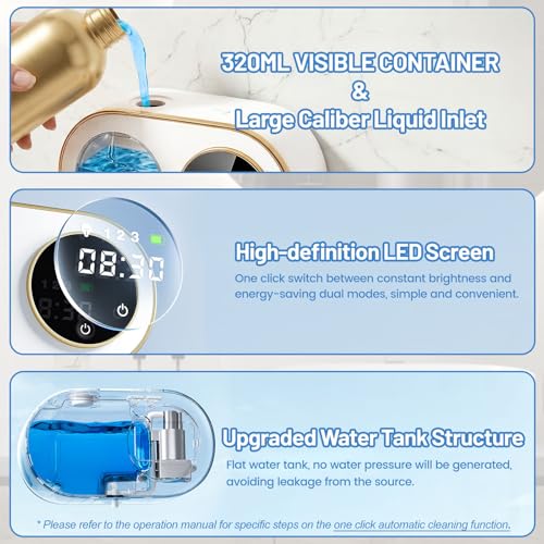 Automatic Soap Dispenser, 320ML Touchless Smart Hand Soap Dispenser, 3 Adjustable Soap Levels, Rechargeable Wall Mounted Electric Foam Soap Dispenser for Bathroom Kitchen Office (White - T1) - color: White - T1