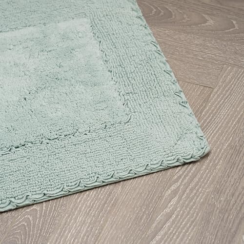 Laura Ashley Ruffle Border 100% Cotton Bath Rug, Aqua, 17"x 24" - color: Aqua, size: 1'5" x 2' (Rectangular)