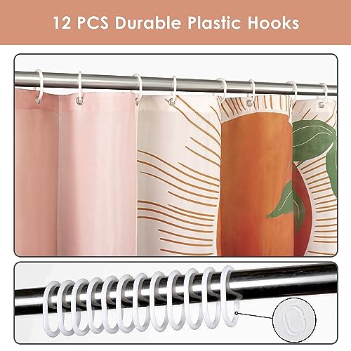 Mid Century Abstract Boho Aesthetic Shower Curtain Set, Green Nature Leaf Sun Modern Minimalist Home Bathroom Curtain Decor with 12 Hooks 72 Inch Wide * 84 Inch High - color: Orange, size: 72"W x 84"L (Pack of 1)