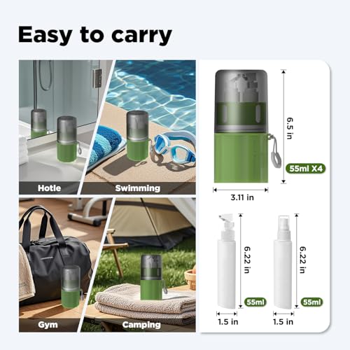 Travel Bottles for Toiletries, TSA Approved Travel Shampoo and conditioner Bottles with Suction Cups, Green - color: Green
