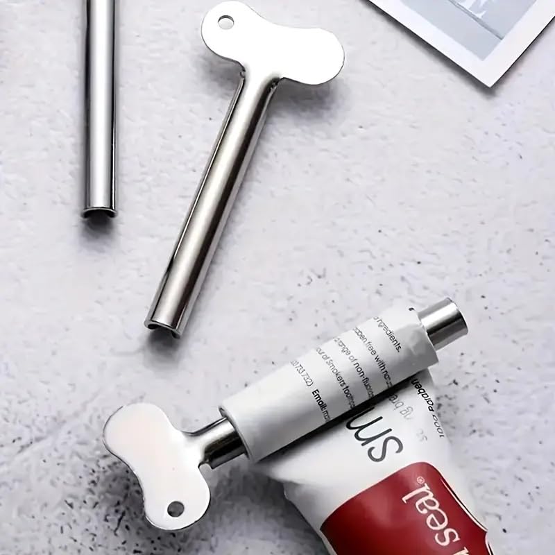 Stainless Steel Metal Paste Squeezer with Handle - Suitable for Toothpaste, Facial Cleanser, Hair dye, and All Types of Hair Key Pigment applicators, Bathroom Accessories