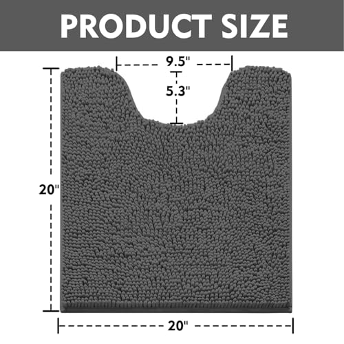 RUN HELIX Toilet Rugs U-Shaped 20x20 Extra Soft Chenille Bath Rugs, PVC Backing Quick Dry, Machine Washable Contour Bathroom Rugs for Toilet Contoured Bath Mats Home Decor Accessories Dark Grey - color: Dark Grey, size: U20"x20"