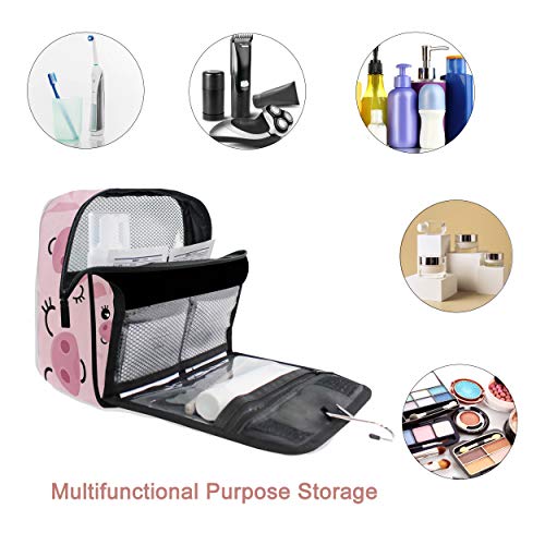 senya Hanging Travel Toiletry Bag Kit Makeup Case Cosmetics Organizer for Men Women - color: Cute Pigs
